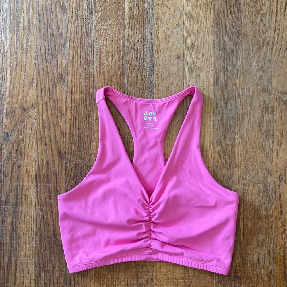 JoyLab Pink Ruched Racerback Sports Bra